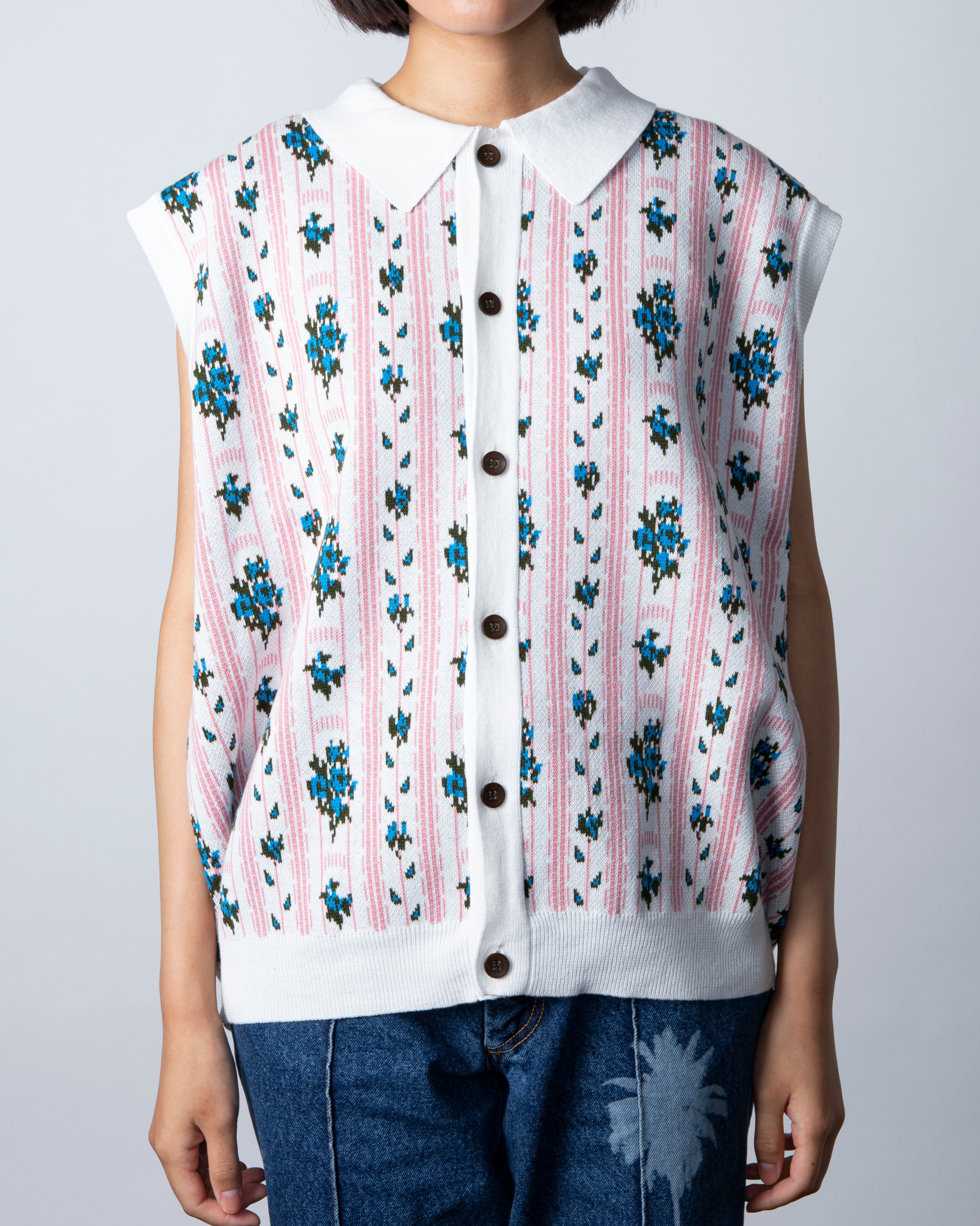 TTT_MSW Flower Jacquard Knit Vest - ベスト