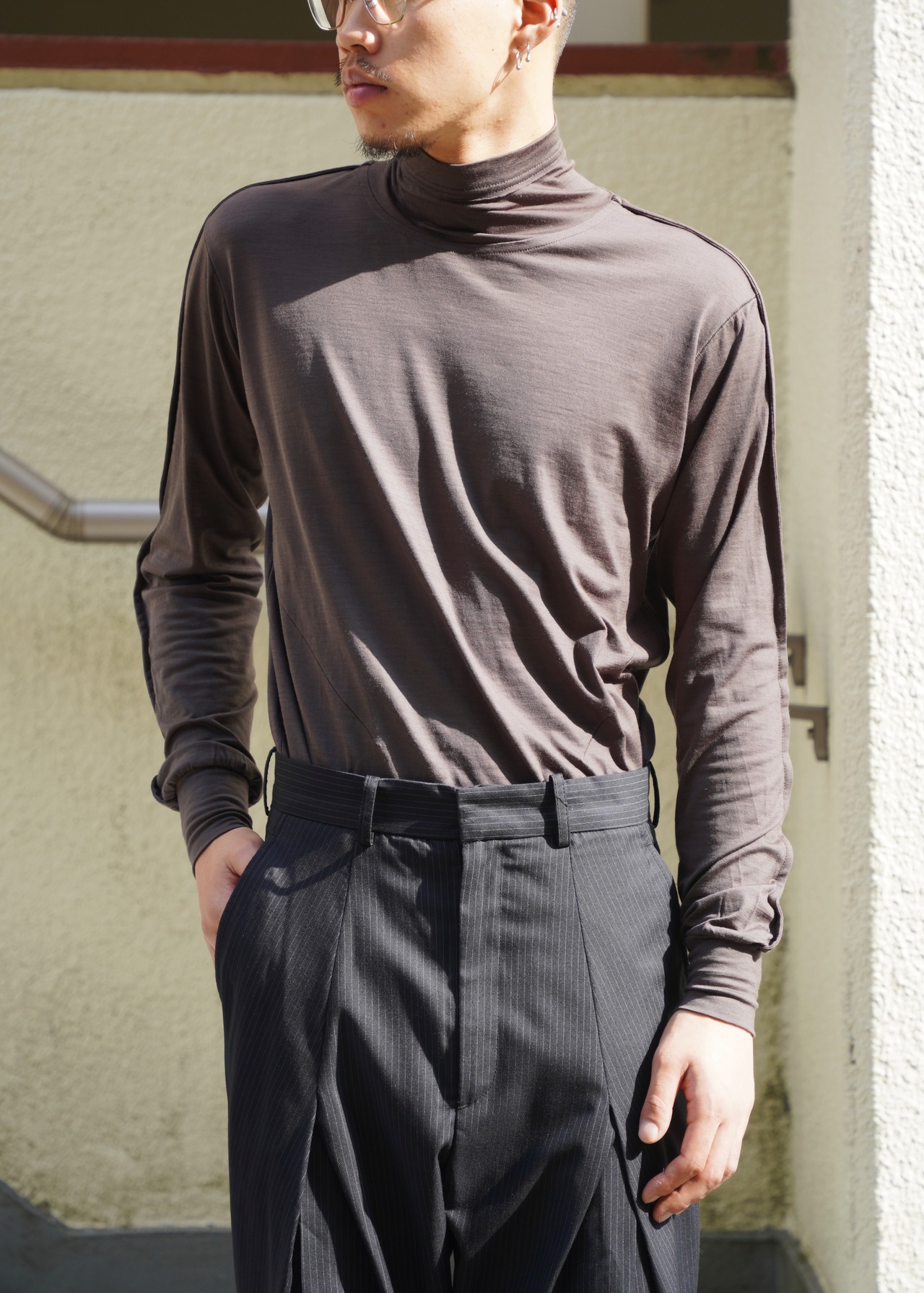 D.Nart.Ampta 25AW wool mock neck shirt / Charcoal