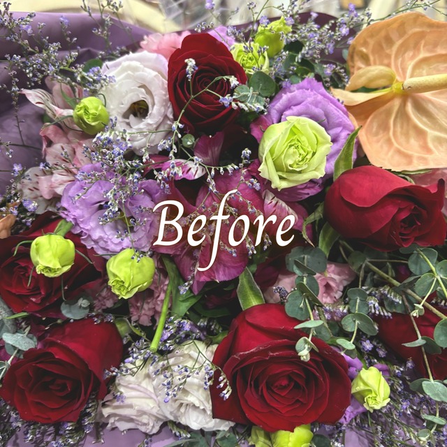 【ブーケスタイル・10〜19輪用】大切なお花（ブーケ）を押し花＋額装します
