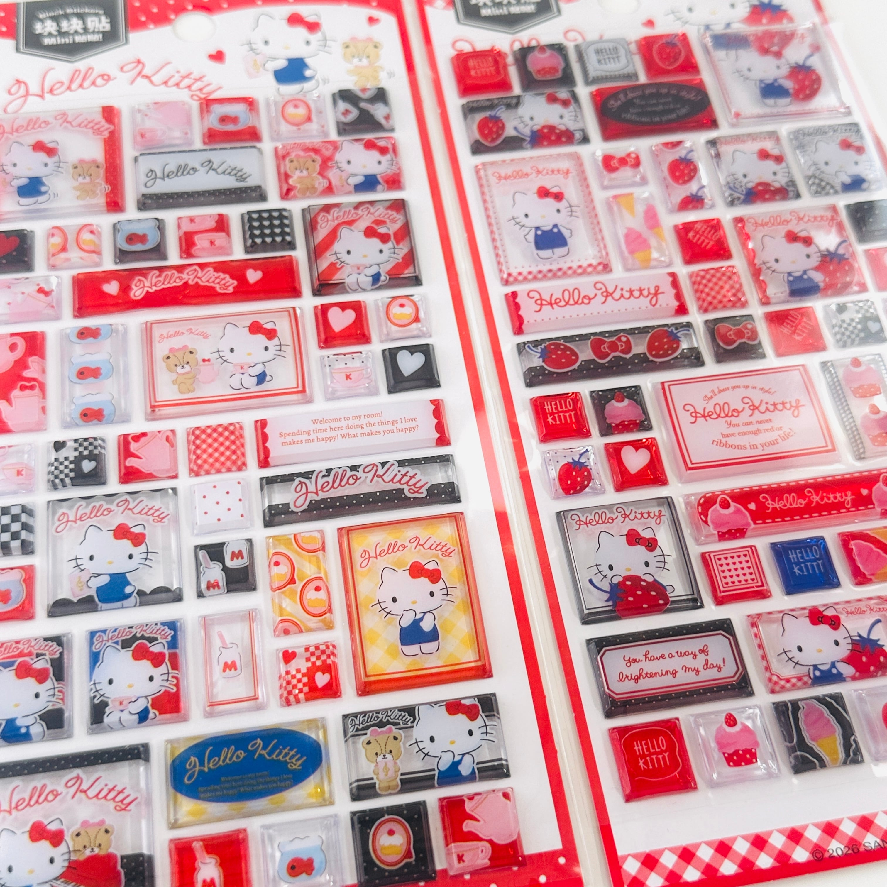 中国限定】サンリオ キティ ブロックシール ステッカー ぷっくりシール