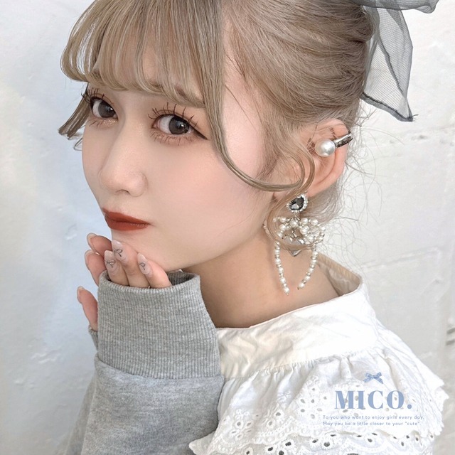 受注生産  square bijou ribbon（pierce／earring）