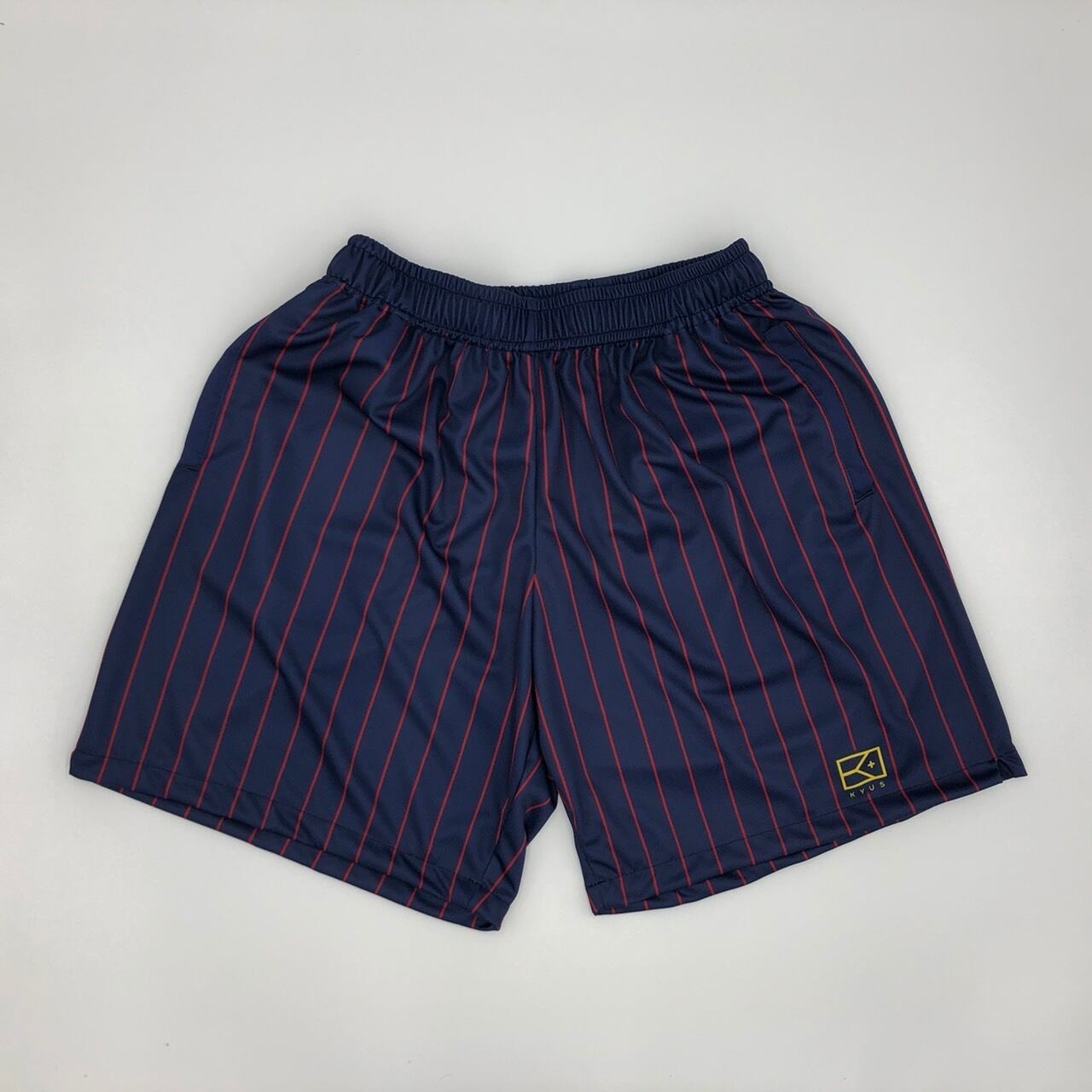 ポケット付きストライプショートバスケショーツ（ブラック