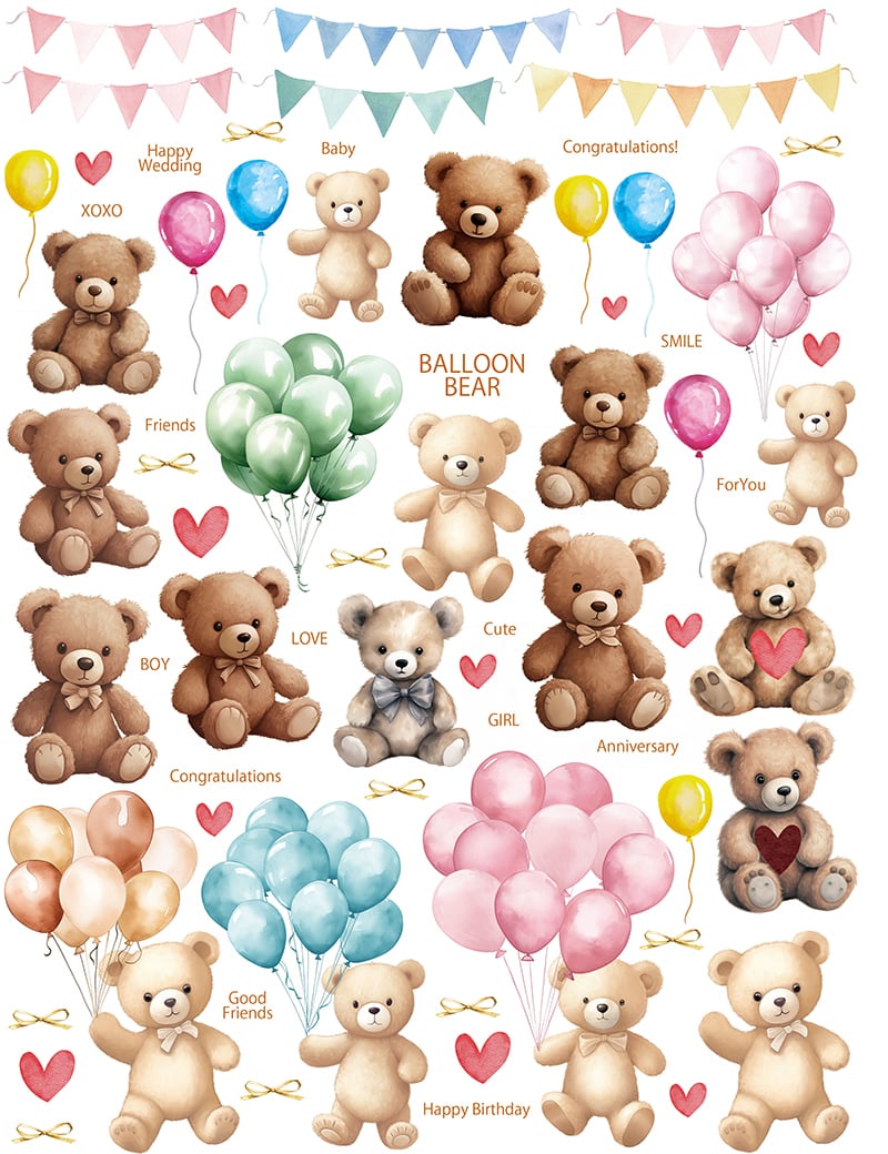 白磁用水彩BALLOONBEAR バルーンベア A4サイズ (くま転写紙 白磁用水彩BALLOONBEAR バルーンベア A4サイズ (くま転写紙