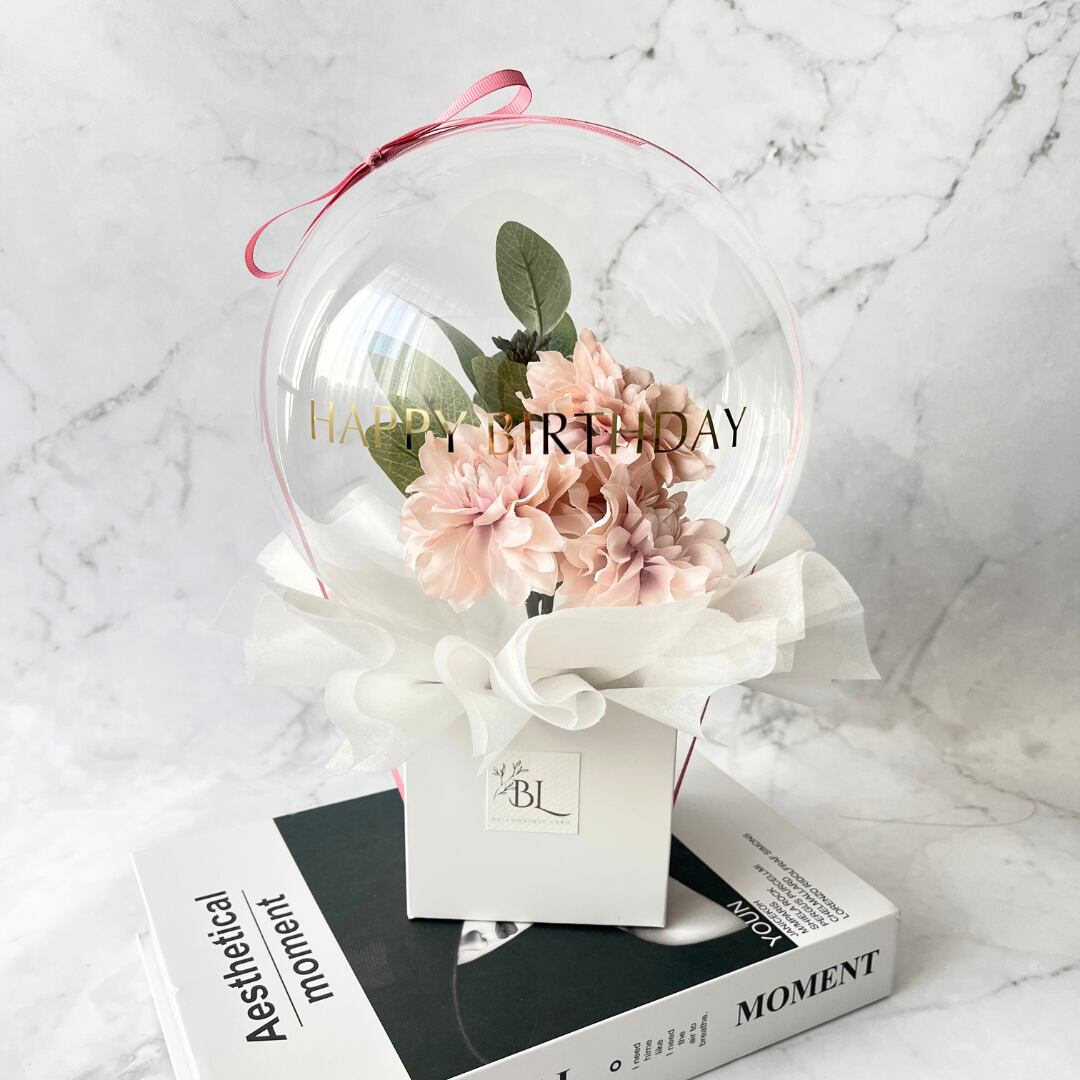 ダリア×ピンク バルーンフラワーボックス ミニサイズ