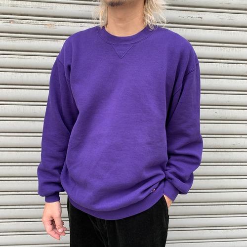 90s USA製　ラッセルアスレチック　ブランクスウェット　前V パープル　L