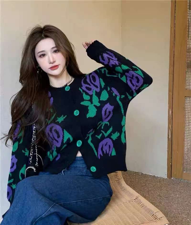 花柄ニットカーディガン  AJ22231-6033