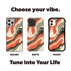 受注生産 iPhoneケース 赤とグリーンの流線マーブル｜紙マーブリング MARB036C