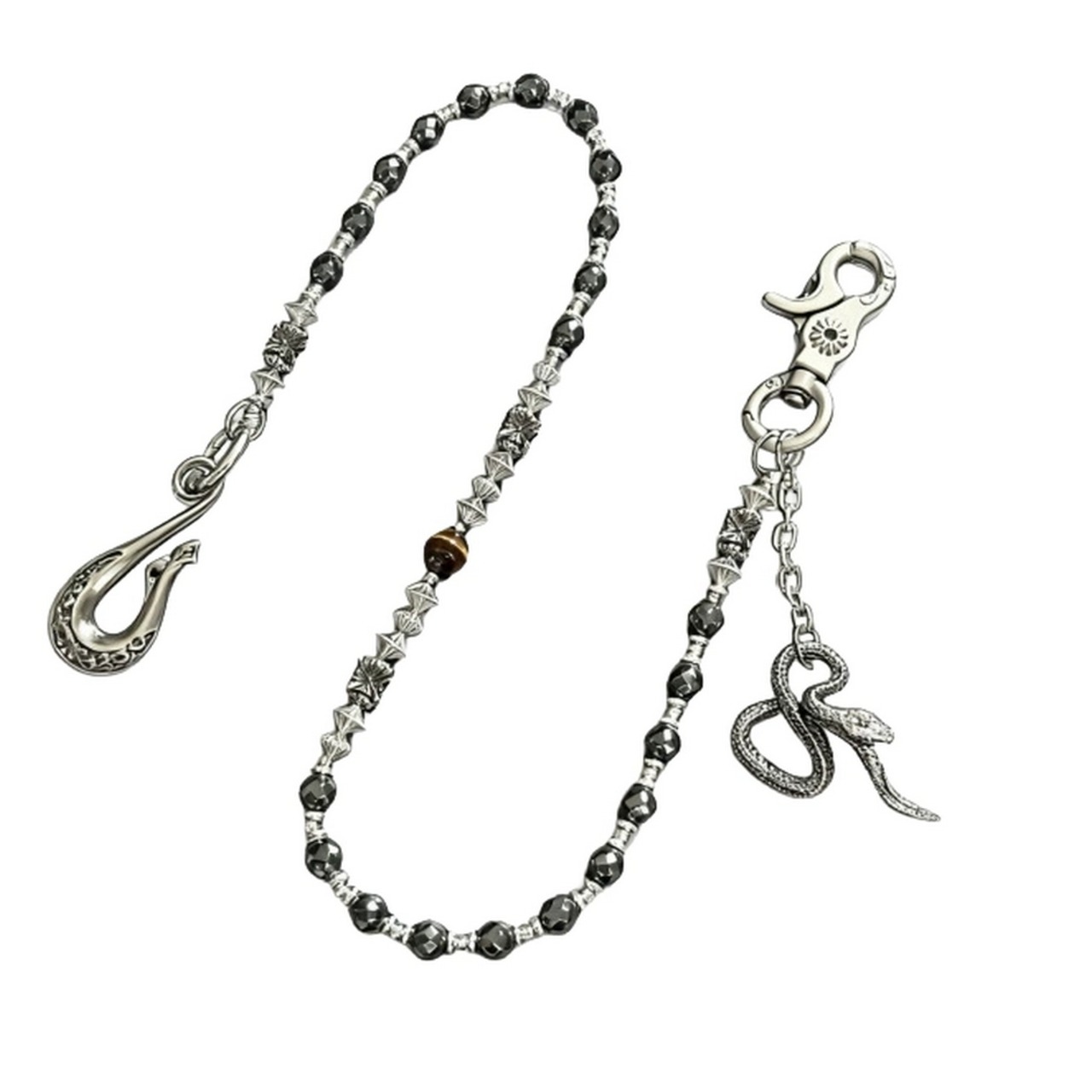 黒ビーズバイパー ウォレットチェーン G185