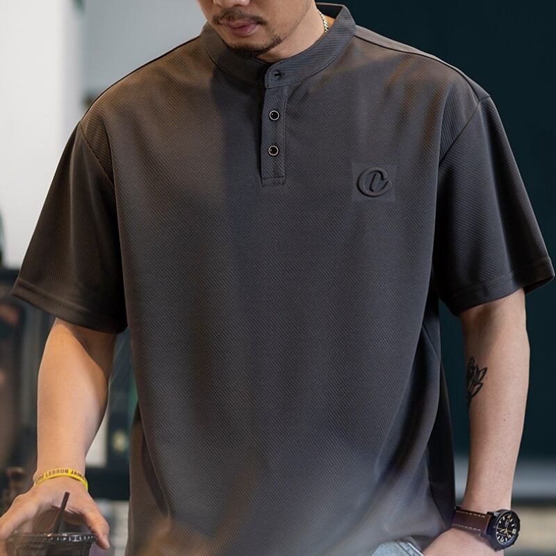 立ち襟ヘンリーネック半袖Tシャツ 4XLまで対応 A18903