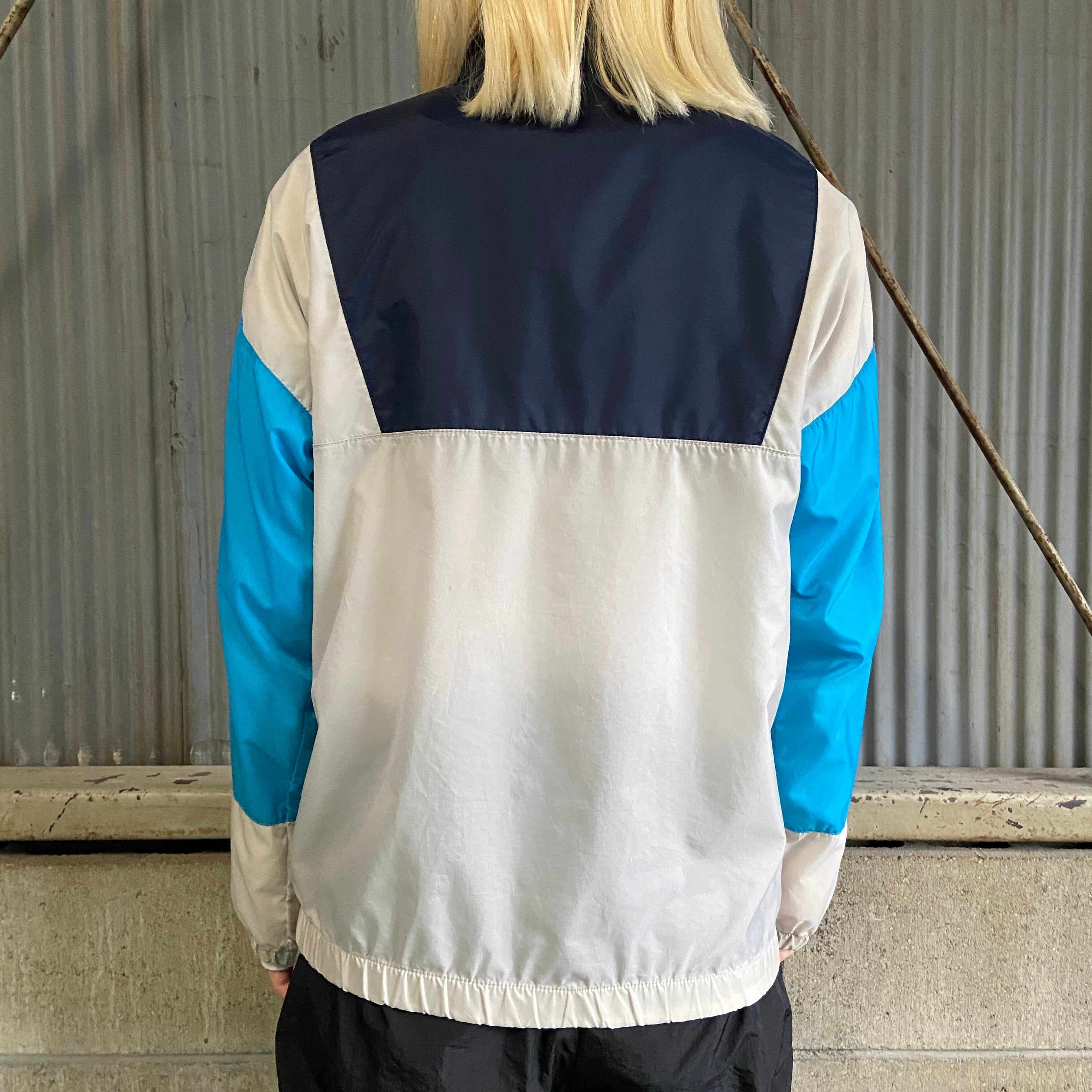 【美品】80s'/adidas/絶妙配色/ハーフジップナイロンジャケット/L