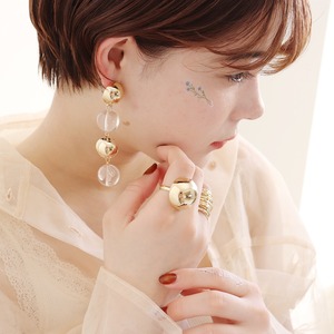 PIERCINGS || 【通常商品】 GOLD & CLEAR BALL PIERCINGS || 1 PIERCINGS || GOLD×CLEAR || FBB059