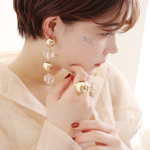 PIERCINGS || 【通常商品】 GOLD & CLEAR BALL PIERCINGS || 1 PIERCINGS || GOLD×CLEAR || FBB059