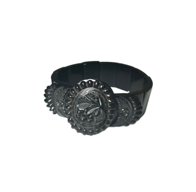 antique victorian engraved whitby jet bracelet