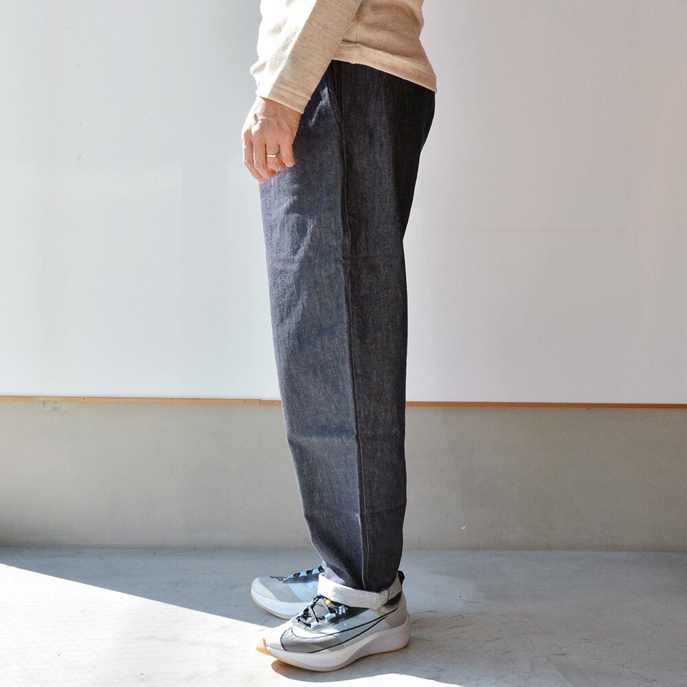 リネン RINEN 10オンスノットインディゴデニムテーパードイージーパンツ(Ｒ43105)ネイビー(05)