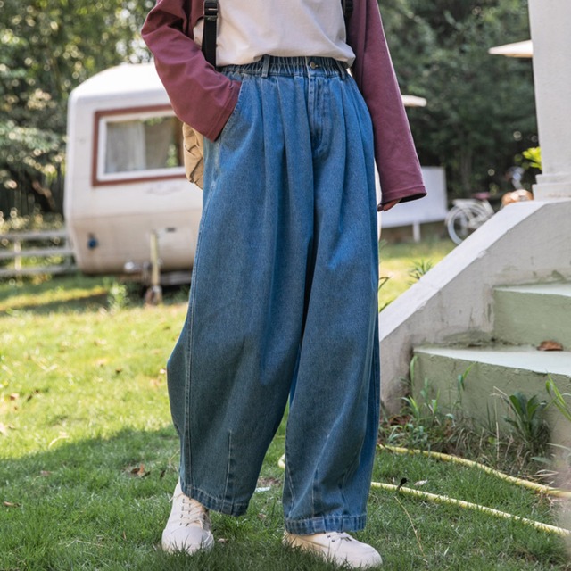 タックワイドコクーンデニムパンツ　A01510