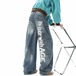 ペイントドロップバックロゴワイドシルエットデニムパンツ 1col A00413