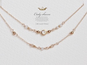 Candy charm 14KGF2連Bracelet/ムーンストーン/6月誕生石