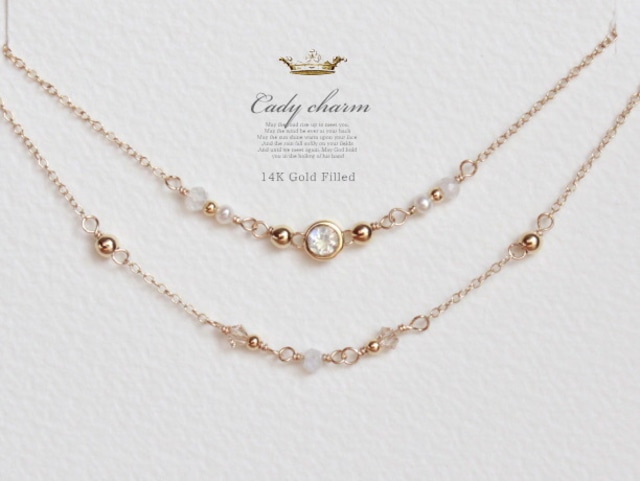 Candy charm 14KGF2連Bracelet/ムーンストーン/6月誕生石