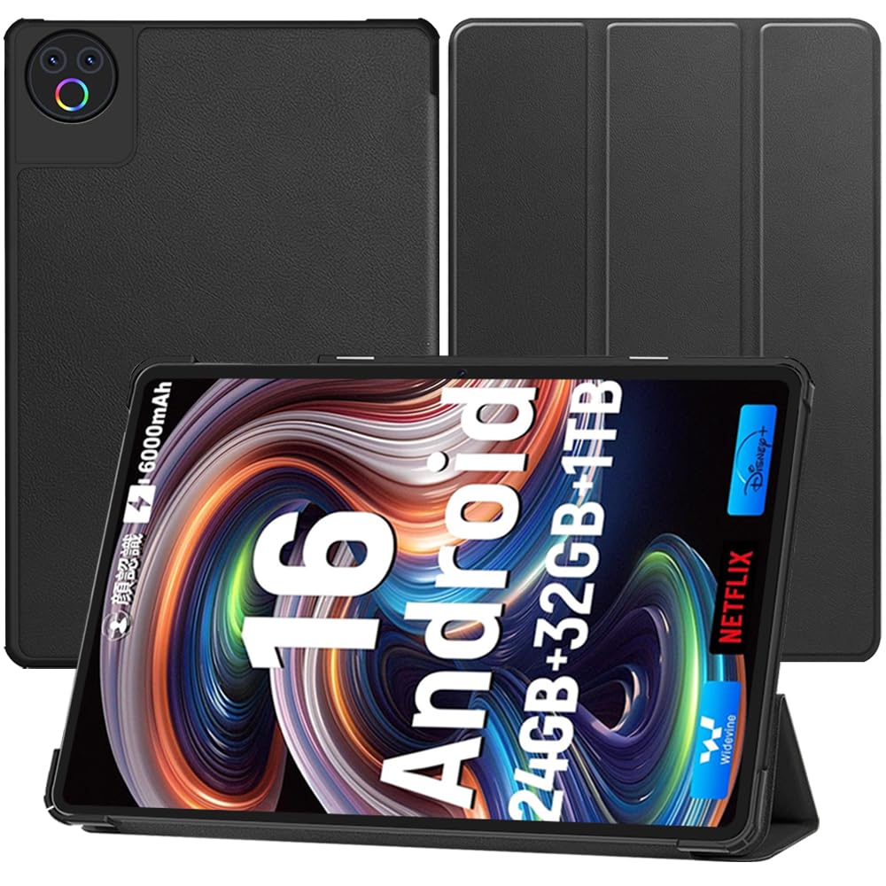 For HiGrace HGCKB1004S/KB1004S 専用ケース HiGrace タブレット 10インチ Android16 2026初登場 用カバー 保護ケース 三つ折り マグネット開閉式 スタンド 落下防止 スタンド機能 薄型 耐衝撃 超軽量 保護カバー (ブラック)