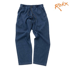 ROKX デニムストリングス メンズ イージーパンツ クライミングパンツ ライトオンスデニム ガゼットクロッチ テーパード MID INDIGO