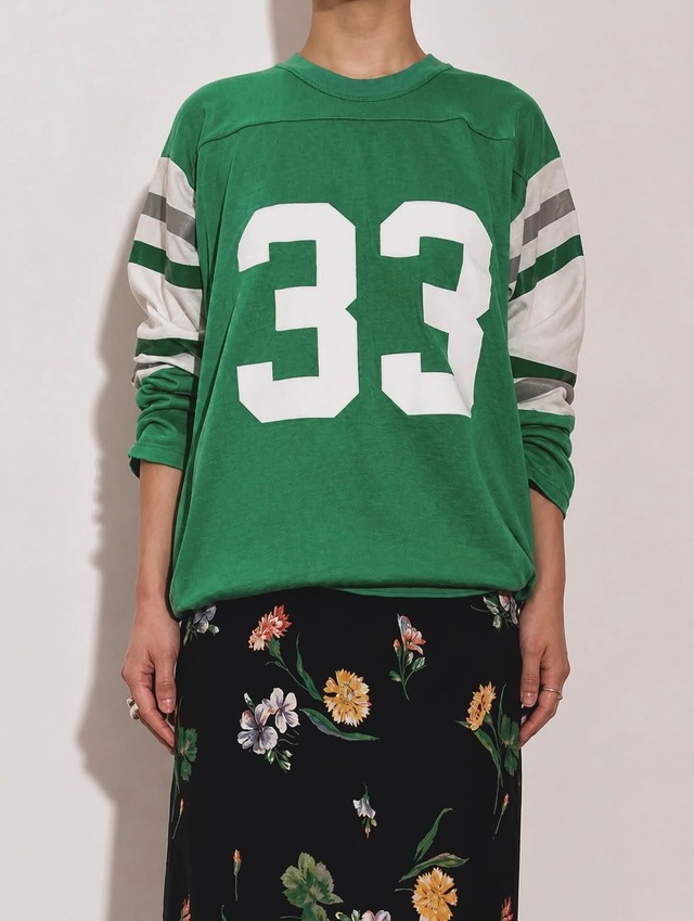 CU8-1 USED 80s FOOTBALL TEE -GREEN-