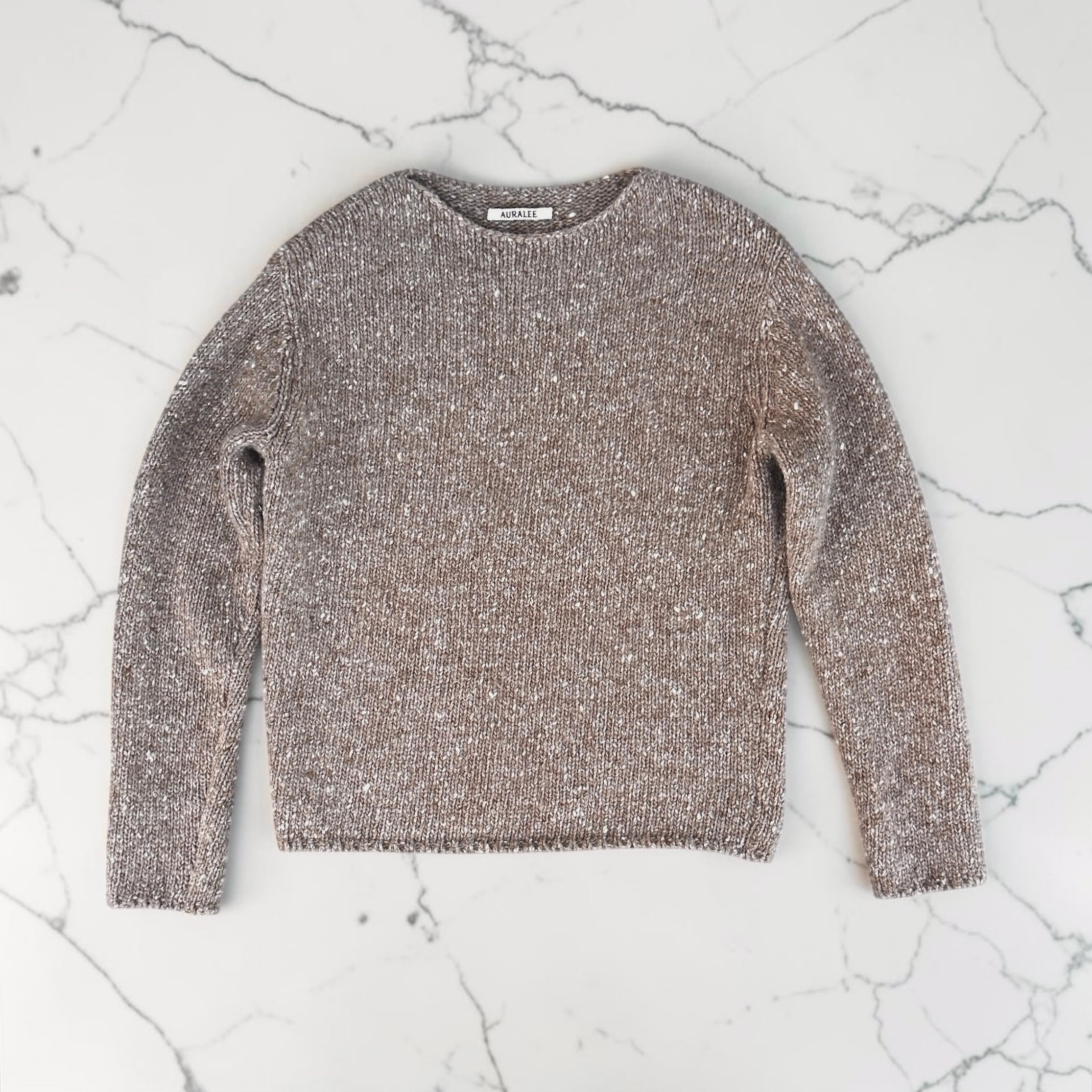 AURALEE  [LOW-GAUGE HOMESPUN TWEED KNIT BOAT-NECK P/O]