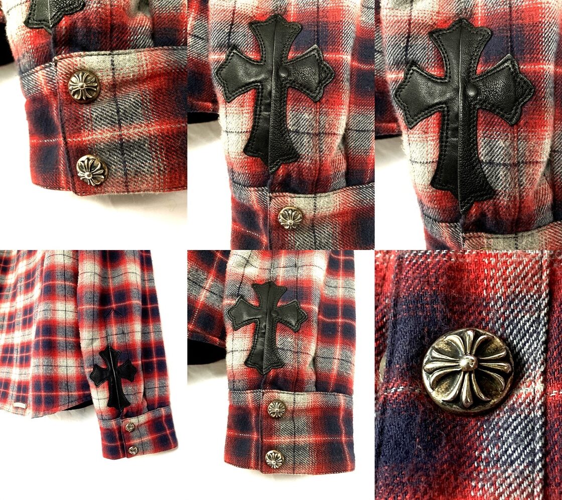 CHROME HEARTS クロムハーツ CHクロス シルバーボタン レザー パッチ 