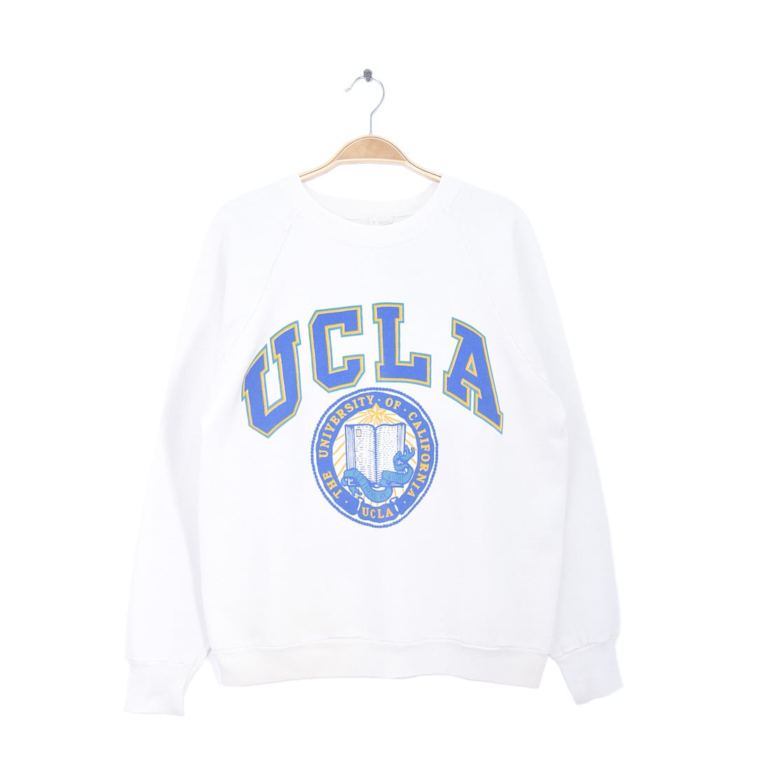 80s 90s UCLA ヴィンテージスウェット カレッジ ホワイト 白 アーチロゴ カリフォルニア大学ロサンゼルス校  サイズL 古着 @CF0805