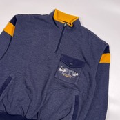 90s PIA SPORTS ピアスポーツ ワーナー コラボ シルベスター ハーフジップ プルオーバー セーター 4/ネイビー系 メンズ ビンテージ ライカ