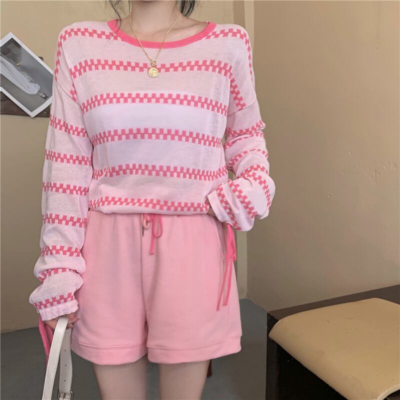 ルーズギャザーショートストライプニットカジュアルパンツ ショーツ ブルマー YY-ファッション37759532789