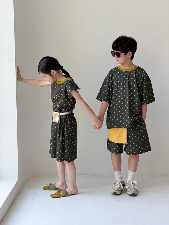 【兄妹服】ひよこドット半袖セットアップ/ワンピース - 13
