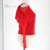 社交ダンス 衣装 スタンダード トップス レッスンウェア 練習着 Create-Sun クリエイトサン ラインストーン レース レッド系 赤 長袖 燃え立つような オールレッド 女性用 ダンストップス 大人用 おしゃれ 伸縮性 ジャケット風 軽量 デザイン性 高級感 演出服 上着 コスチューム パーティー用 特別な日