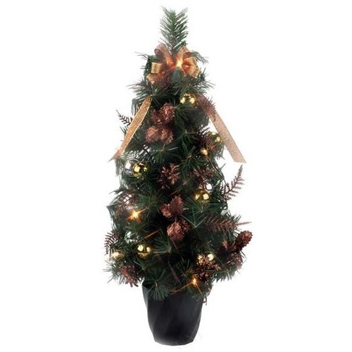 クリスマスツリー デコレーションツリー グリーン＆カッパーホリー 45cm　　　　DT592