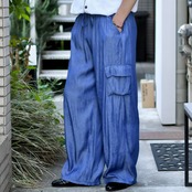 drape silhouette gloss wide cargo pants