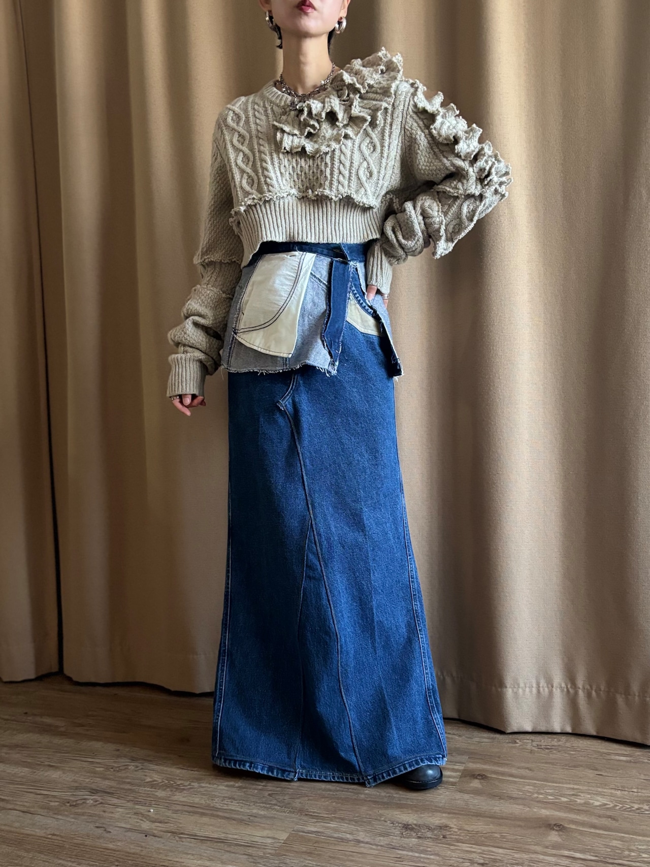 greige frill design remake knit-5148-1