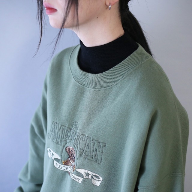 "刺繍" dog one point design XXL over silhouette sweatshirt