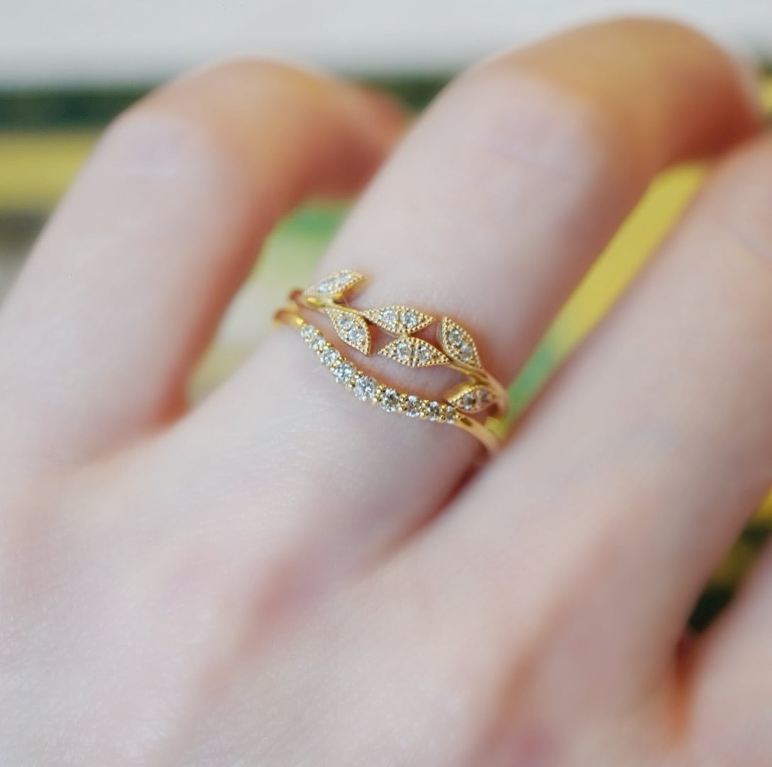 order ring】10kゆるV字ダイヤモンドハーフエタニティリング | myuto