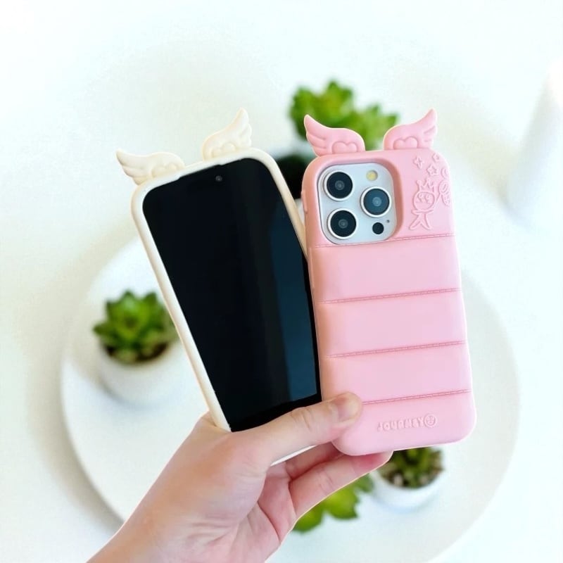 天使 羽 シリコン iPhoneケース (ピンク/ブラック/ホワイト