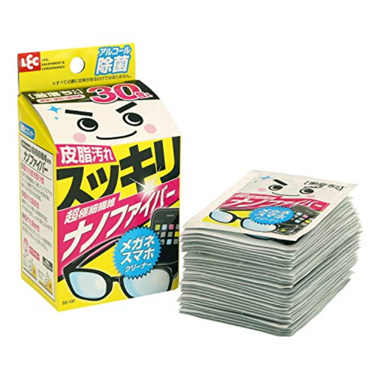 【 激落ち 】 メガネ ・ スマホ クリーナー 除菌タイプ 30包入 ( 個包装 ) 三菱ケミカル社製 ナノファイバー使用