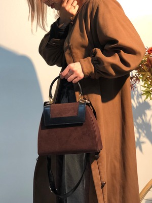 CELINE セリーヌ ロゴサークル スエード×レザー ハンドバッグ 