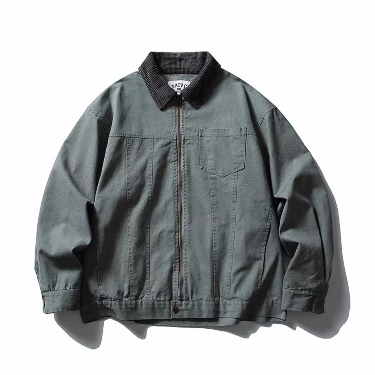 Contrast collar zip work jacket 1334 - 8