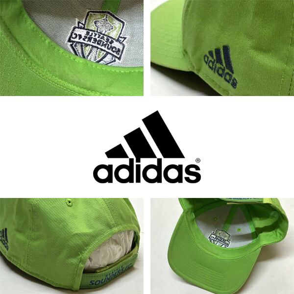 1点物◇adidasアディダスMLSサウンダースFC黄緑ベースボールキャップ