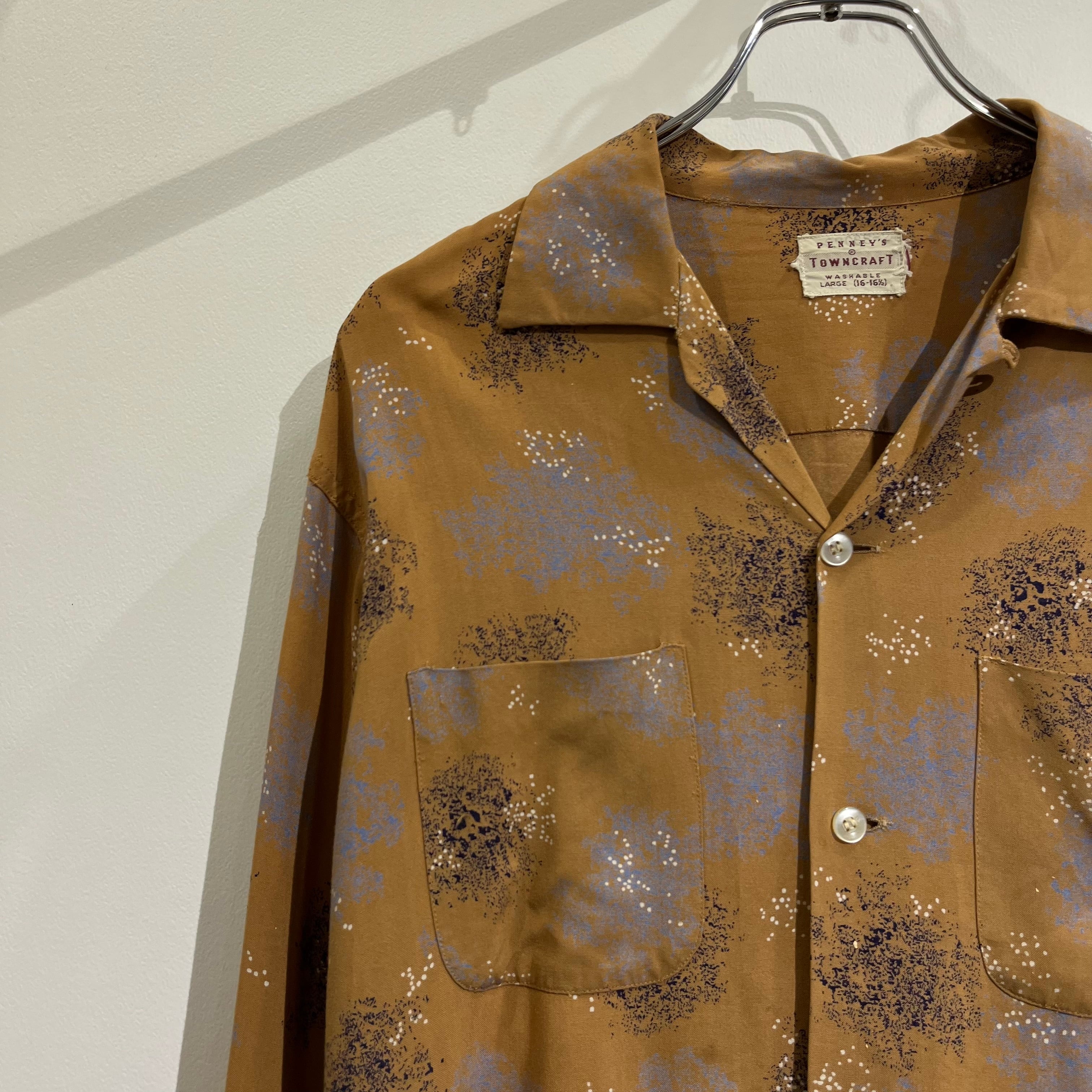 50s Town Craft Rayon Open Collar Shirt 50年代 タウンクラフト