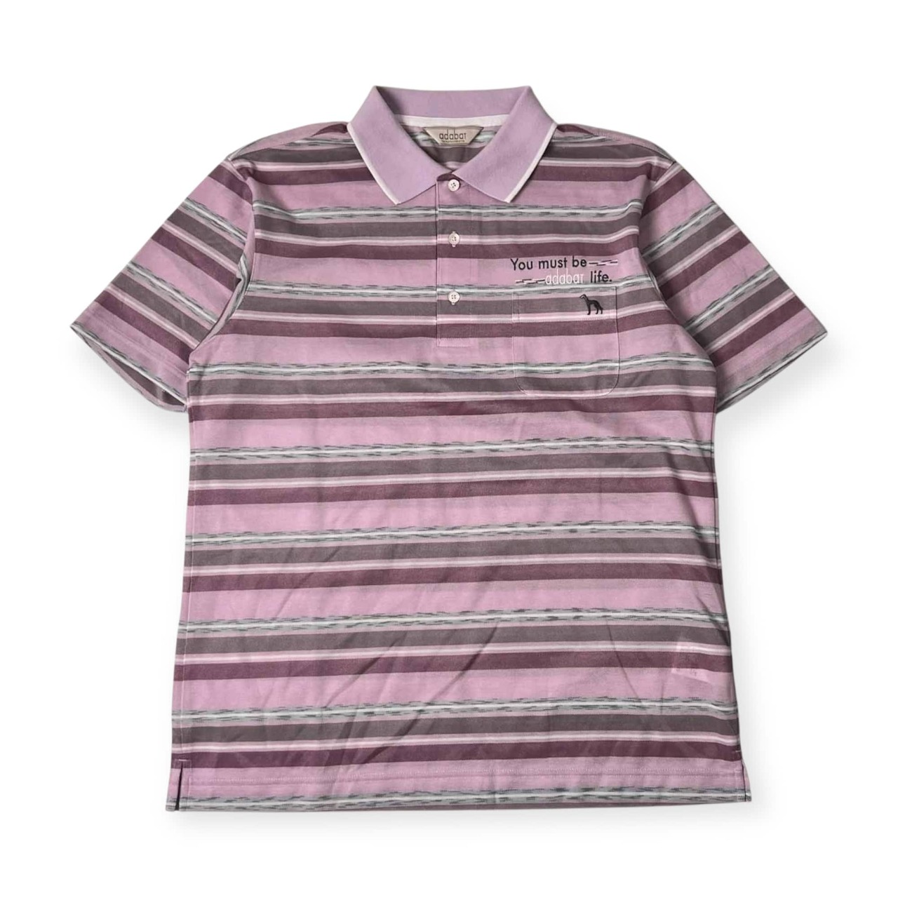 adabat アダバット ボーダー 鹿の子 半袖 ポロシャツ 48/ピンク メンズ ゴルフ