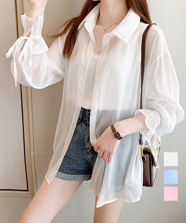 シャツブラウス 夏服 サマーカーディガン  A22876551