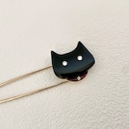 おおきなお顔の黒猫ストールピン　キルトピン　