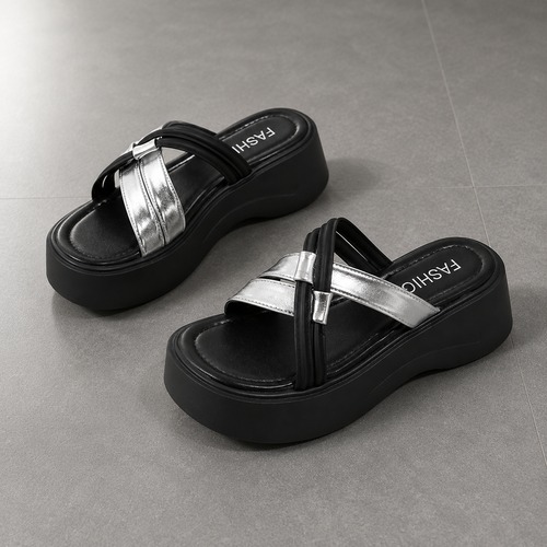 cross strap platform sandals / l0689