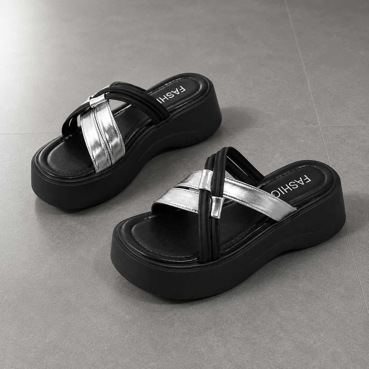cross strap platform sandals / l0689