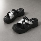 cross strap platform sandals / l0689