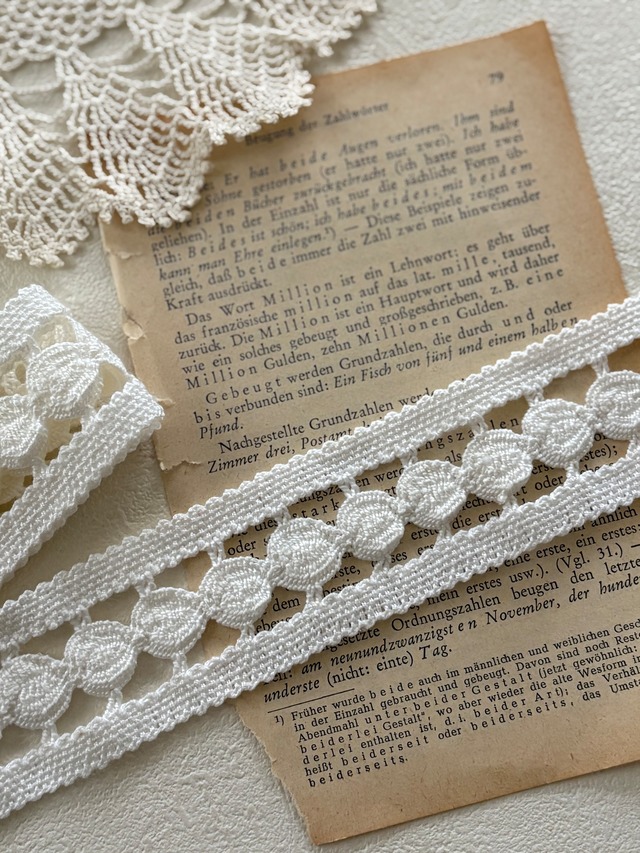 フランスVintage レース ワインレッド 50cm／カット 28mm幅  カルトナージュ デコレーション材